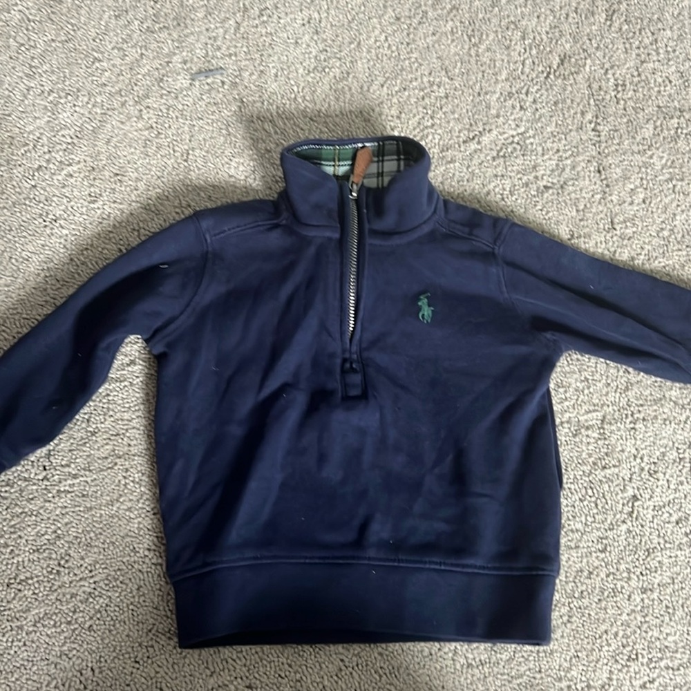 Ralph Lauren Cotton Quarter Zip interlock pullover - navy 9 months
